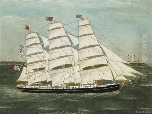 The Ship "three-brothers" Off Cape Race Oil Painting by Wilfred Molson Barnes