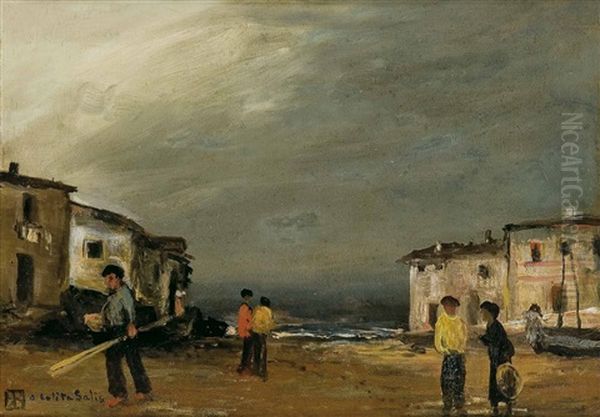 Pueblo De Pesca Oil Painting by Ricardo Baroja