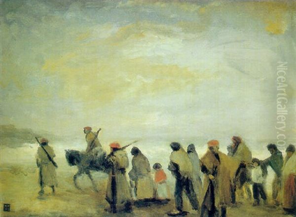 Evacuados Oil Painting by Ricardo Baroja