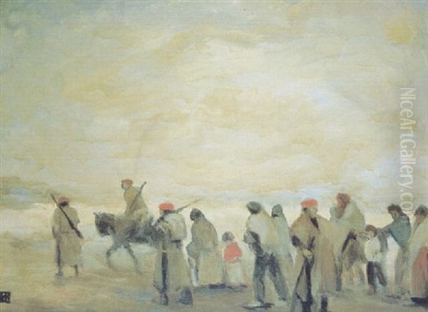 Evacuados Oil Painting by Ricardo Baroja