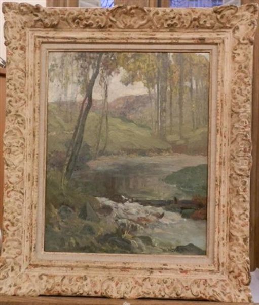 Cours D Eau En Sous Bois Oil Painting by Leon Barotte