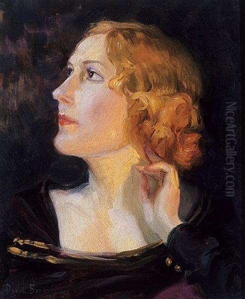 Portrait Of A Lady Oil Painting by Raoul Vital Achille Barre