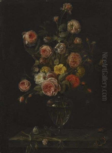 A Still Life With Red Oil Painting by Alexander Adriaenssen