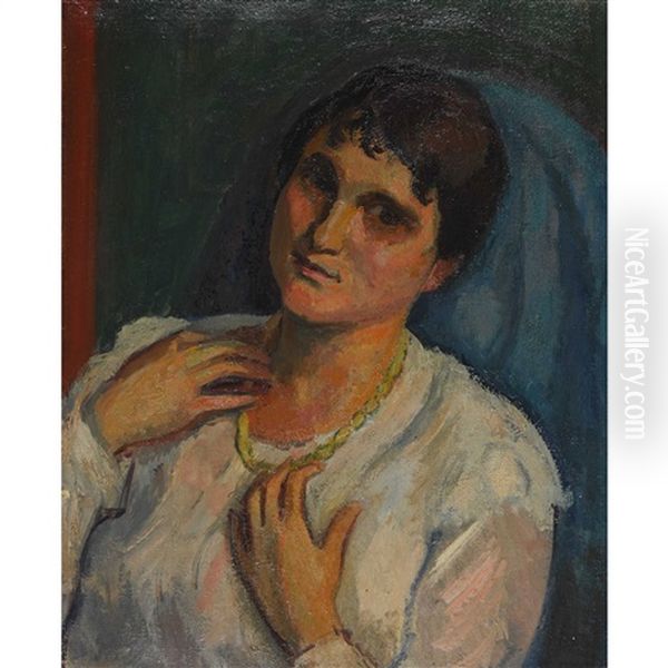 Brustbildnis Einer Frau Mit Halskette Oil Painting by Paul Basilius Barth