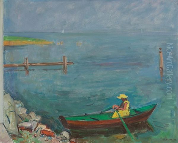 <im Boot> Oil Painting by Paul Basilius Barth