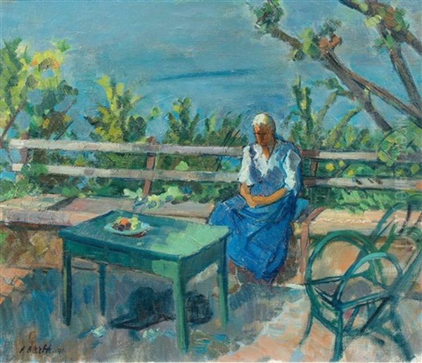 Figur Auf Der Terrasse I Oil Painting by Paul Basilius Barth