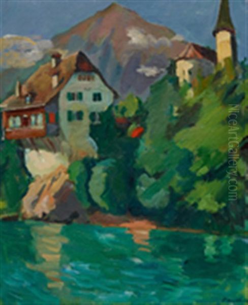 Spiez Oil Painting by Paul Basilius Barth