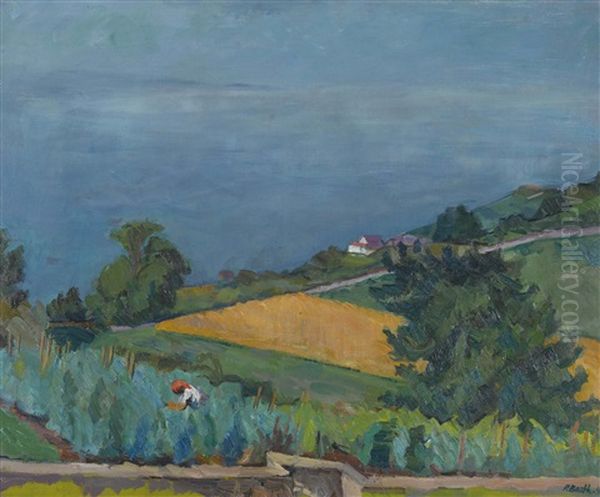 Seeuferlandschaft Mit Bauerin Oil Painting by Paul Basilius Barth