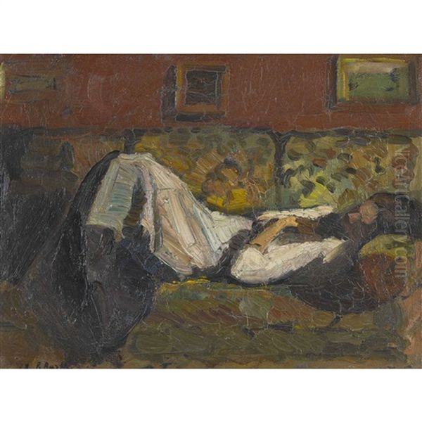 Femme Couchee Oil Painting by Paul Basilius Barth