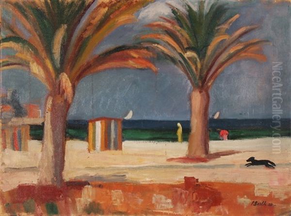 Strand In Cannes Oil Painting by Paul Basilius Barth