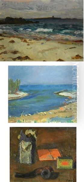 Am Strand Von Villeneuve (+ 2 Others; 3 Works) Oil Painting by Paul Basilius Barth