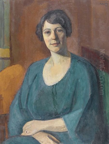 Portrat Einer Dame Im Grunen Kleid Oil Painting by Paul Basilius Barth