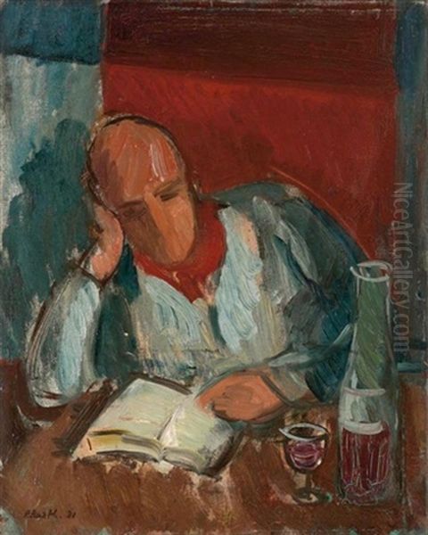 Der Lesende Oil Painting by Paul Basilius Barth