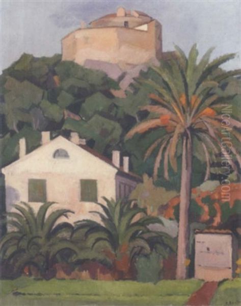 Die Zitadelle Von Porquerolles, Provence Oil Painting by Paul Basilius Barth