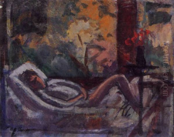 Interieur Mit Liegendem Knaben Oil Painting by Paul Basilius Barth