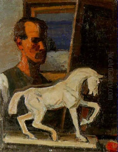 Selbstbildnis Mit Pferd Oil Painting by Paul Basilius Barth