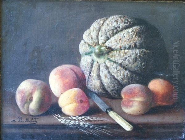 Nature Morte Aux Peches Et Au Melon Oil Painting by Marius Barthalot