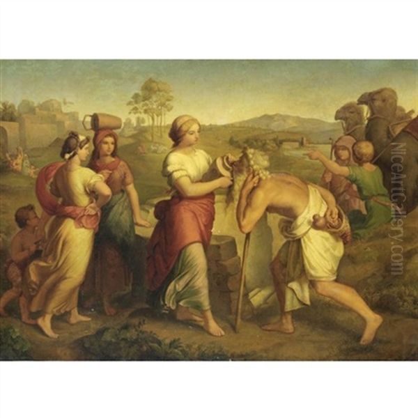 Alla Fonte Oil Painting by Cesare Bartolena