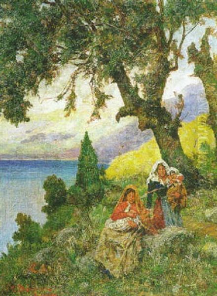 Aldeanas Con Ninos Oil Painting by Pietro Barucci