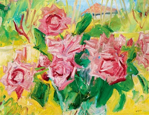 Flowers In Vase Oil Painting by Andor Basch