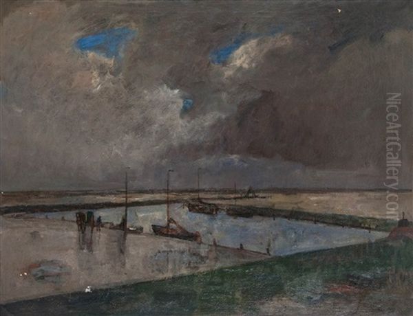 The Docks Oil Painting by Richard Baseleer
