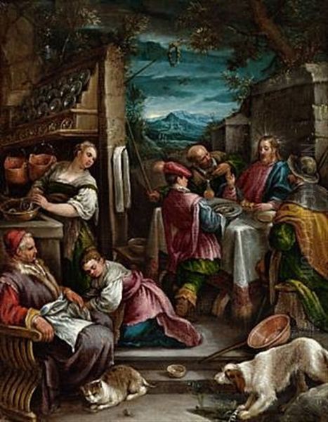 Supper At Emmaus Oil Painting by Francesco Bassano the Younger
