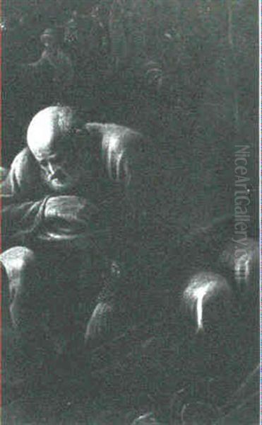 Saint Peter Asleep, A Fragment From A Painting Of Christ In The Garden Of Gethsemane Oil Painting by Francesco Bassano the Younger