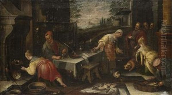 Christ With Mary And Martha Oil Painting by Francesco Bassano