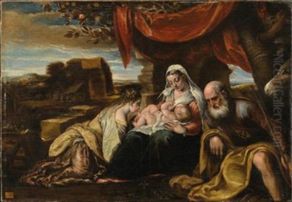 The Mystical Marriage Of Saint Catherine Oil Painting by Jacopo dal Ponte Bassano