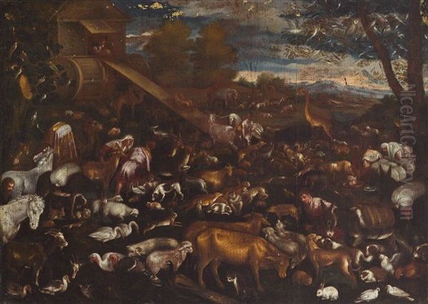 Einzug Der Tiere Auf Die Arche Noah Oil Painting by Jacopo Bassano (Jacopo da Ponte)