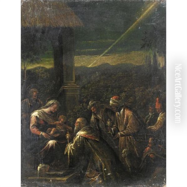 Adorazione Dei Magi Oil Painting by Jacopo dal Ponte Bassano