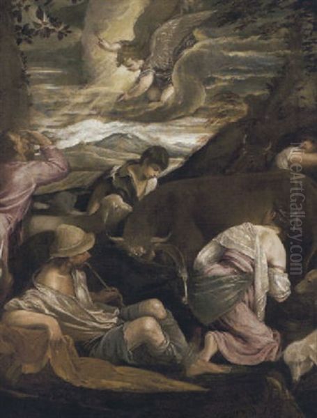 Annuncio Ai Pastori Oil Painting by Jacopo Bassano (Jacopo da Ponte)