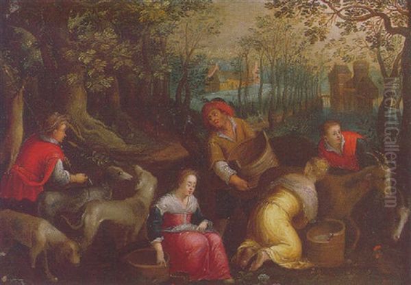 Scene Pastorale Oil Painting by Jacopo dal Ponte Bassano