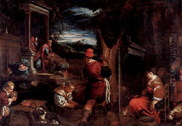 Die Ruckkehr Des Verlorenen Sohnes Oil Painting by Jacopo dal Ponte Bassano