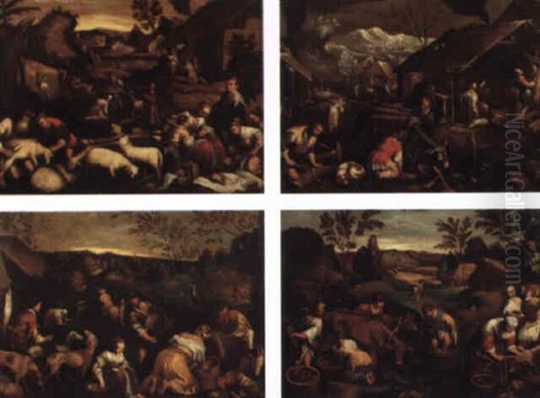 Les Quatre Saisons Oil Painting by Jacopo dal Ponte Bassano