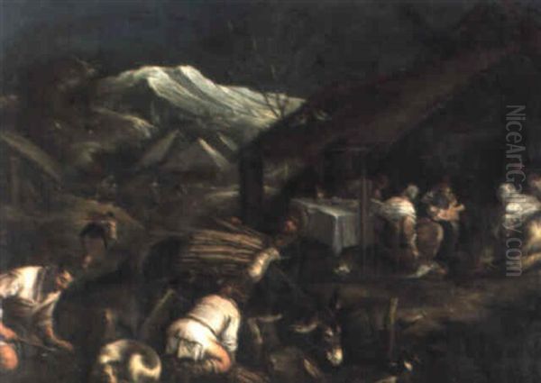 Die Anbetung Der Hirten Oil Painting by Jacopo dal Ponte Bassano