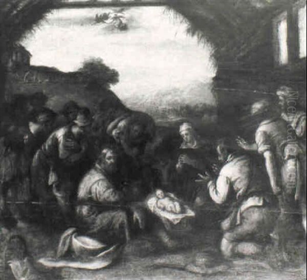 Anbetung Der Hirten Oil Painting by Jacopo Bassano (Jacopo da Ponte)