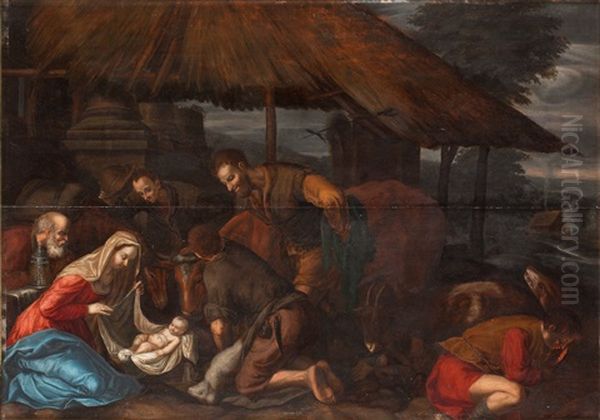 The Adoration Of The Shepards Oil Painting by Leandro da Ponte Bassano