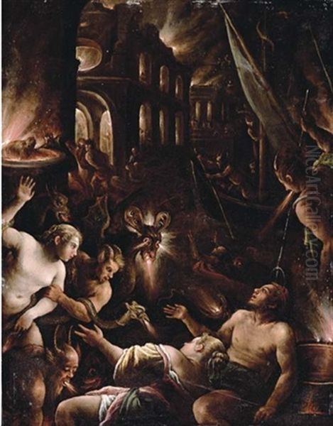 Hell Oil Painting by Leandro da Ponte Bassano