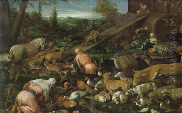 Einzug Der Tiere In Die Arche Noah Oil Painting by Leandro da Ponte Bassano