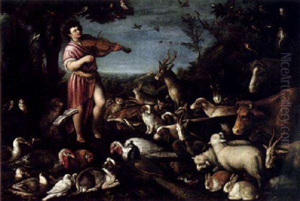 Orpheus Charming The Animals Oil Painting by Leandro da Ponte Bassano
