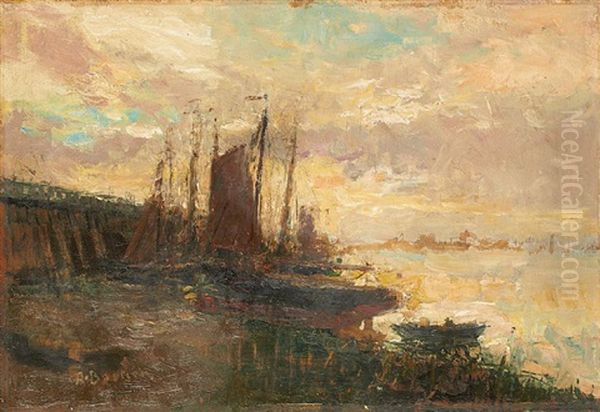 Bateaux De Peche A Nieuport Oil Painting by Alfred Bastien