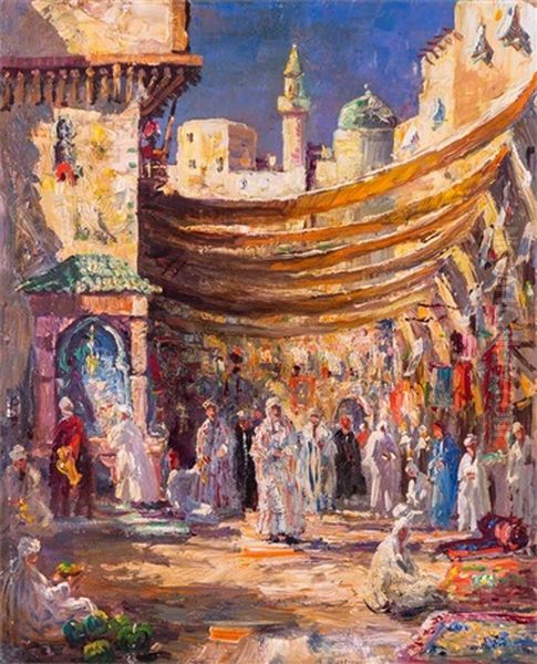Orientalischer Basar Oil Painting by Alfred Bastien
