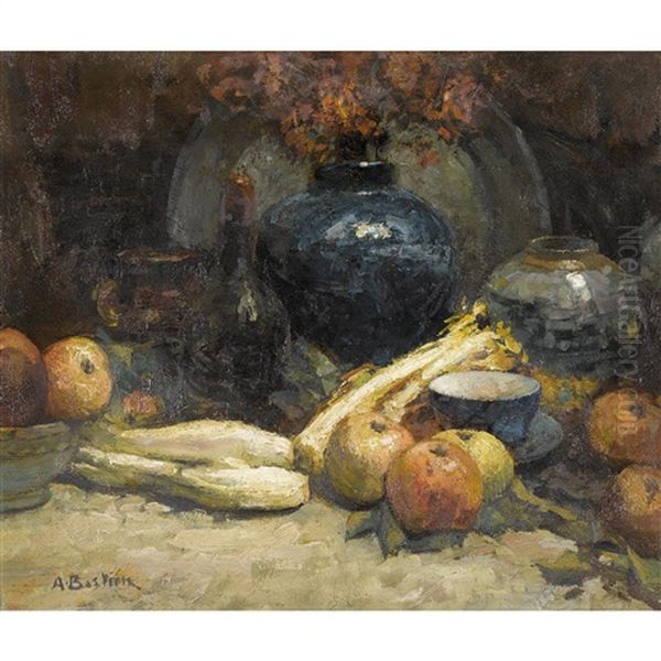 Stillleben Mit Obst Und Gemuse Oil Painting by Alfred Bastien
