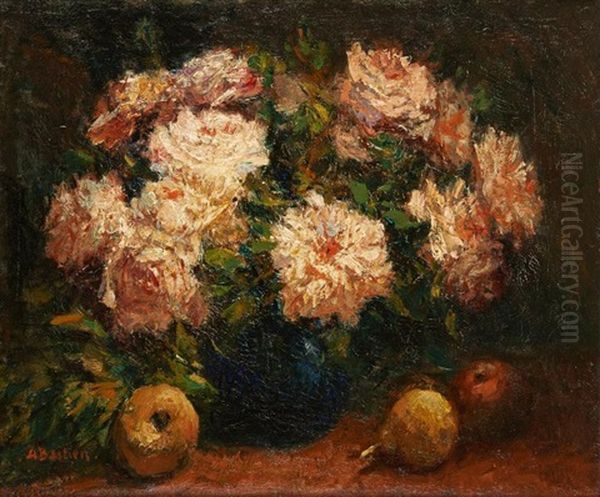 Vase Fleuri Et Poires Oil Painting by Alfred Bastien