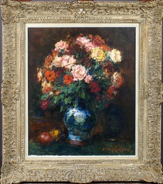 Vase Garni De Fleurs Oil Painting by Alfred Bastien