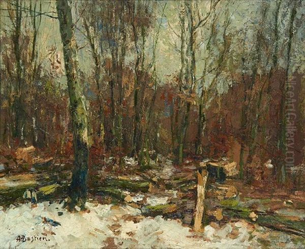 Sous-bois Enneige Oil Painting by Alfred Bastien