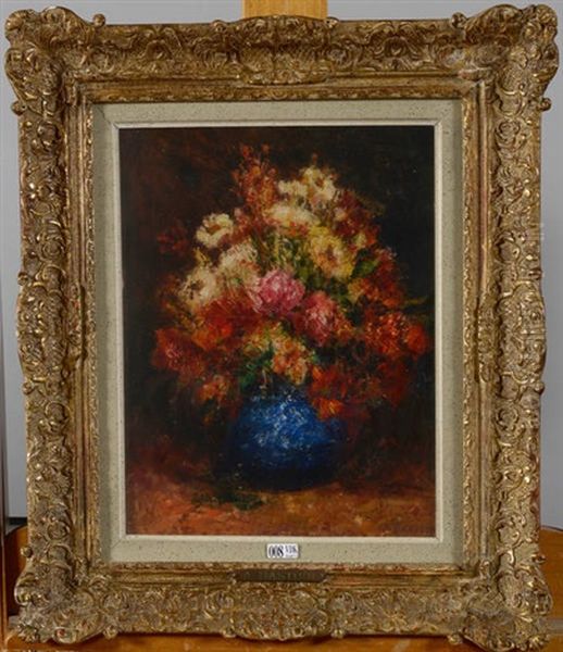 Vase De Fleurs Oil Painting by Alfred Bastien