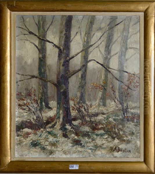 Sous-bois Sous La Neige Oil Painting by Alfred Bastien