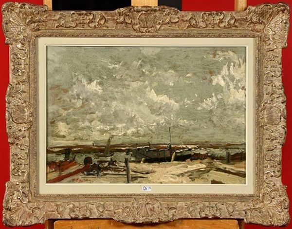 Chenal De Nieuport Au Passage D'eau Oil Painting by Alfred Bastien